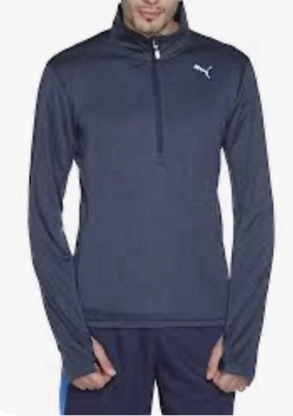 Puma CLOUDSPUN Golf Pullover Quarter Zip Blue Heathered Performance XL